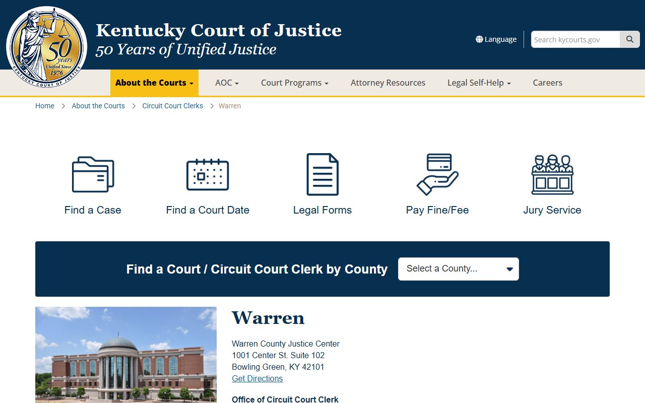 Warren County Justice Center for Bowling Green court docket access