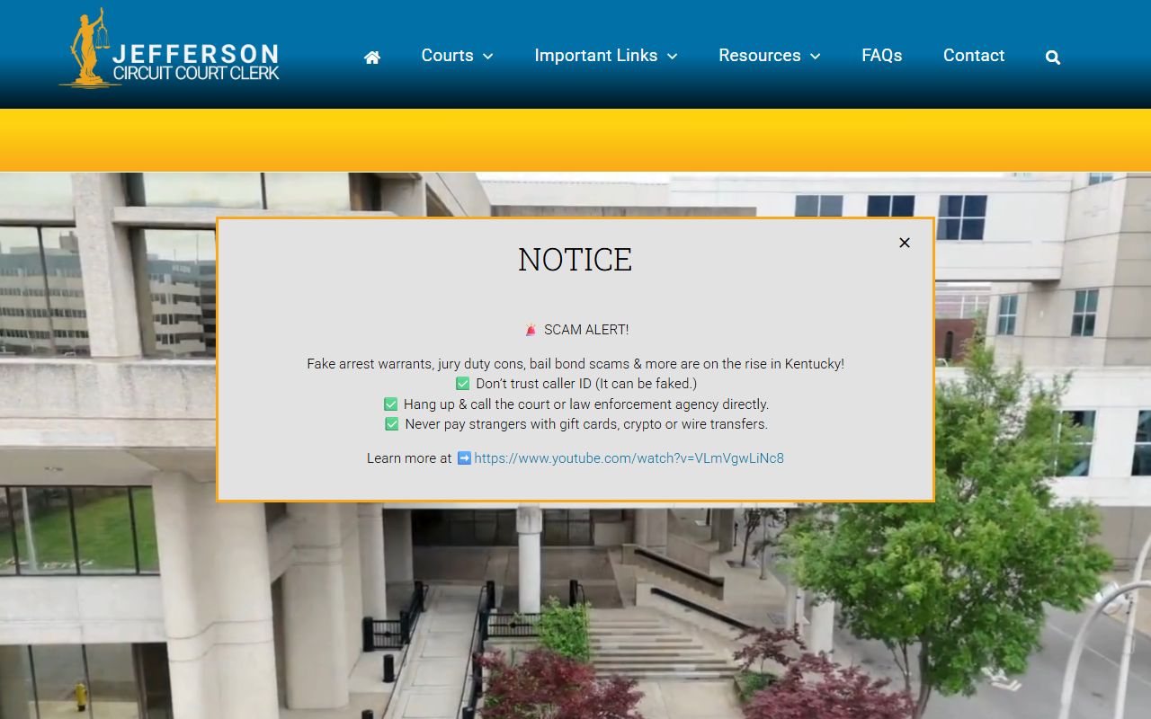 Jefferson County Judicial Center serving Jeffersontown court docket access