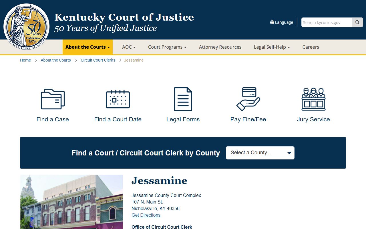 Jessamine County Court Complex for Nicholasville court docket access