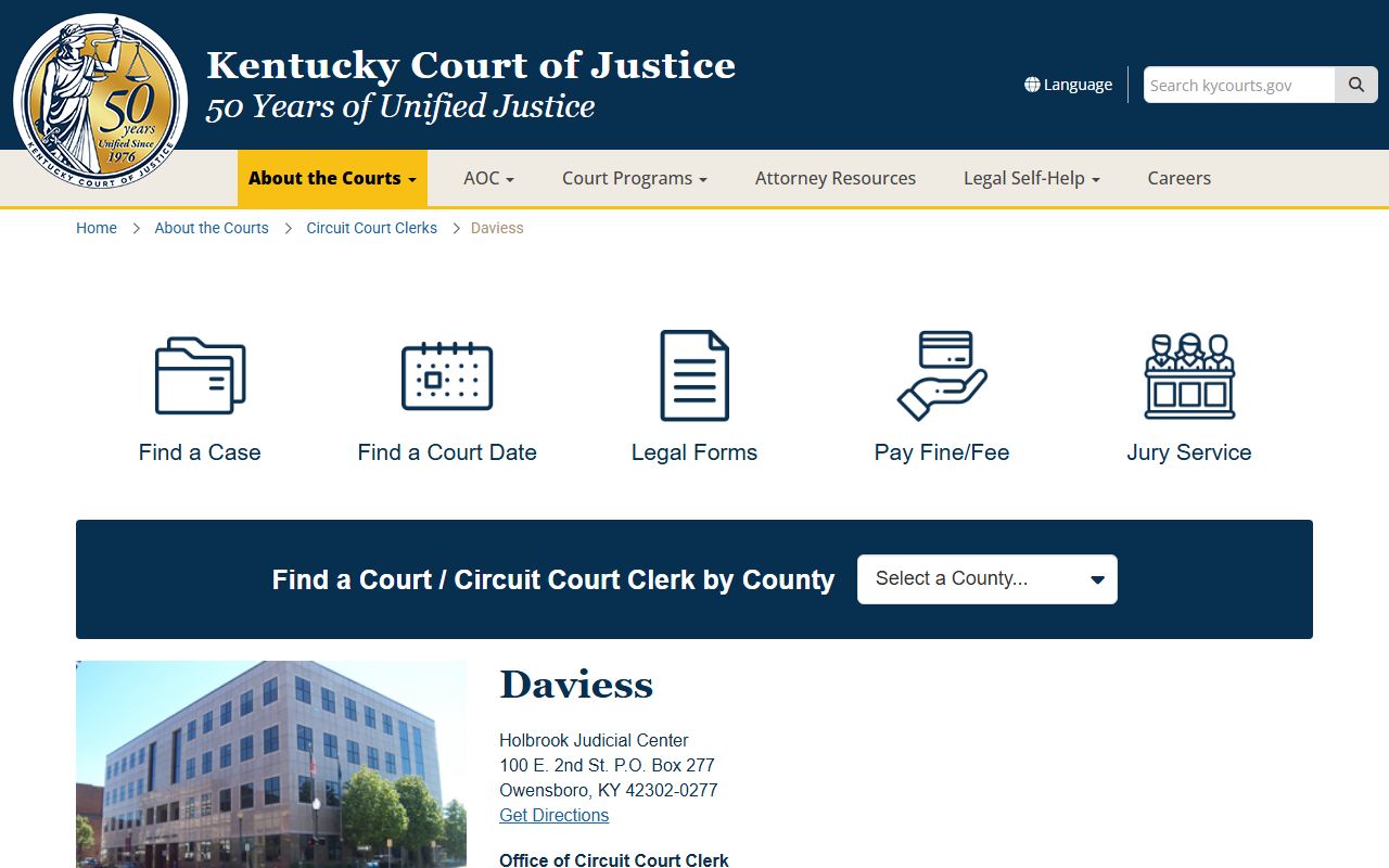 Daviess County Holbrook Judicial Center for Owensboro court docket access