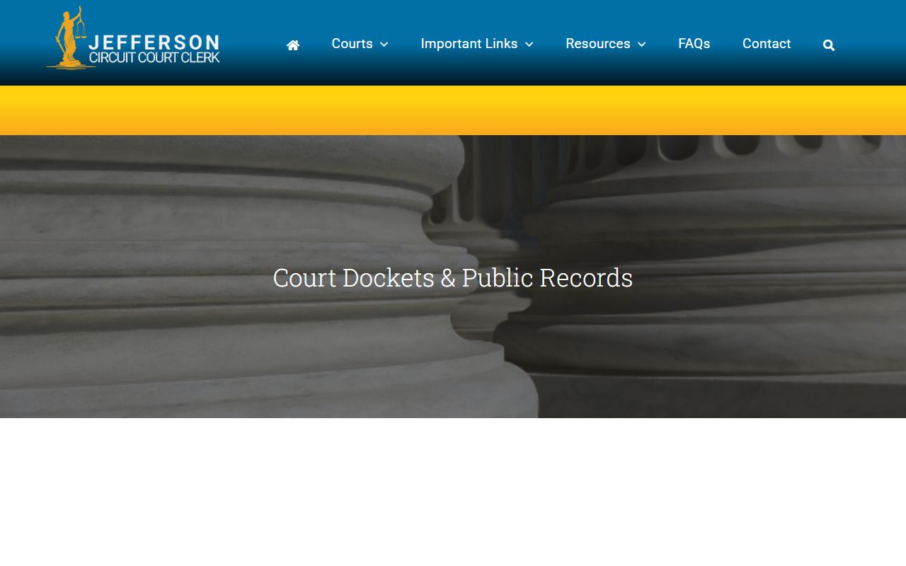 Jefferson County Court Docket information page showing online case lookup options